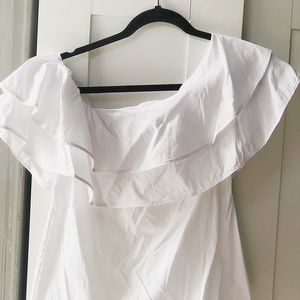 White ruffle top
